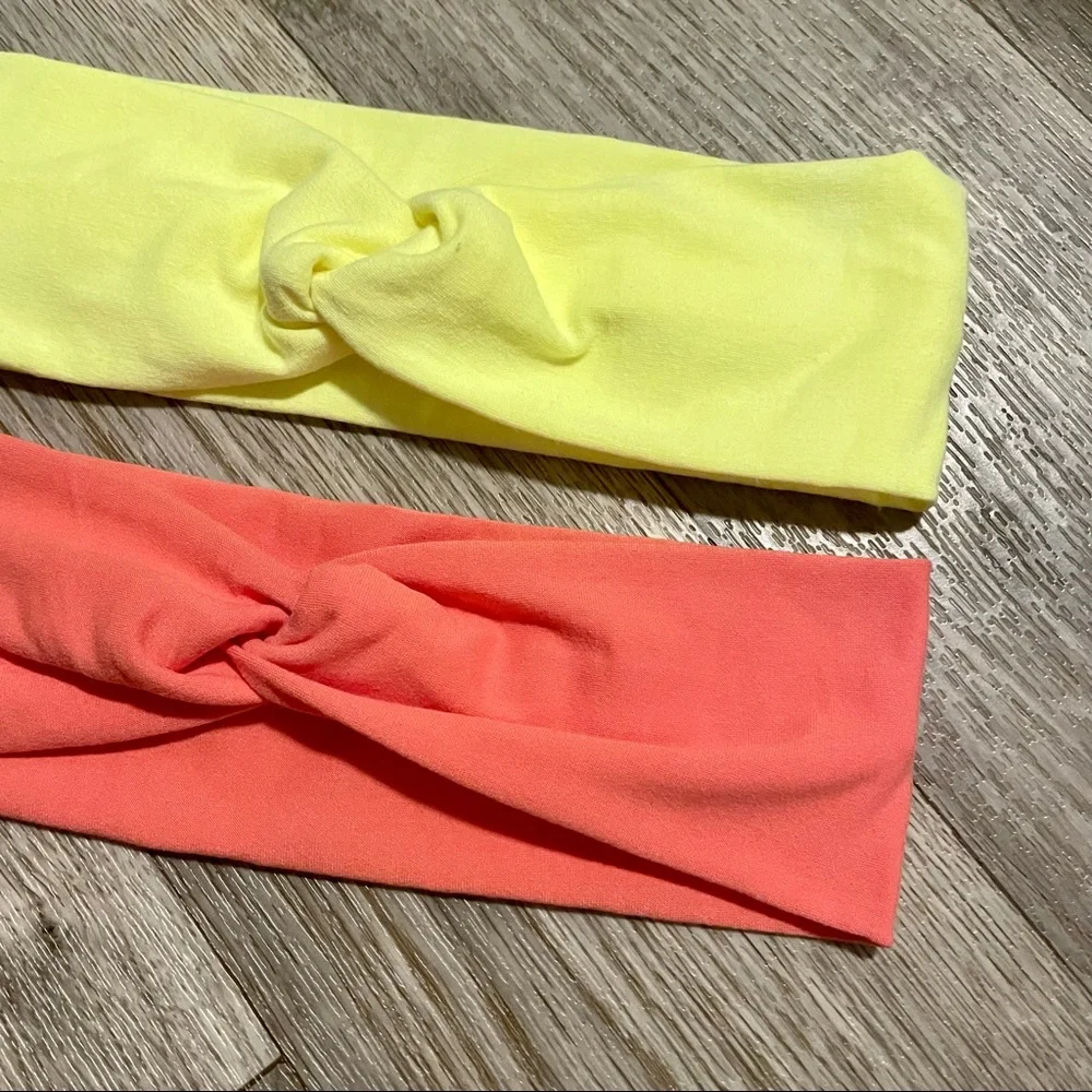 Twist Headbands Neon Yellow & Pink Handmade NEW